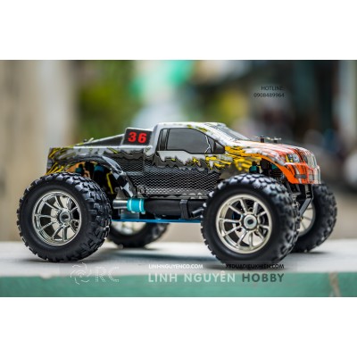 HiSpeed Nitro Monster 1/10 - Xe Tải Đua Địa Hình chạy xăng nitro - Offroad Monster Truck - Nguyên Bộ Kit & Xăng