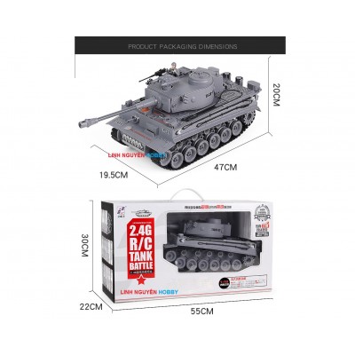 Tiger Panzer - Xe tăng điều khiển từ xa Tiger đức bánh xích & bắn đạn & khói - tỉ lệ 1/18